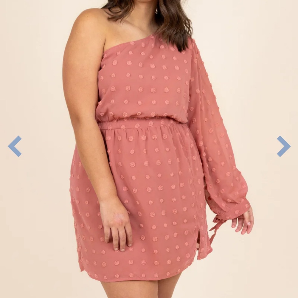 Chic Soul, one shoulder mauve dress 3X